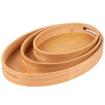Bamboo Household Living Room Fruit and Pastry Three Size Trays