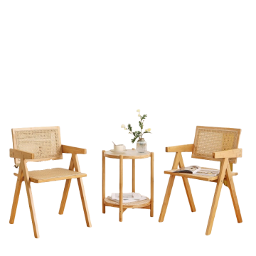 Solid wood home hotel B&B rattan backrest leisure chair