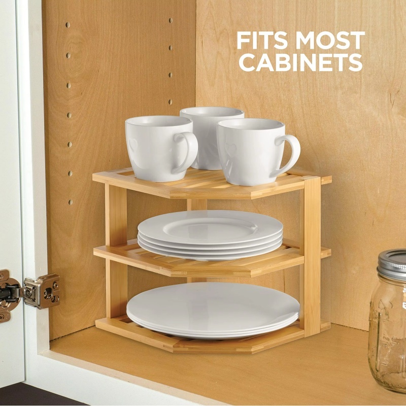 Bamboo three-tier corner storage rack (1)