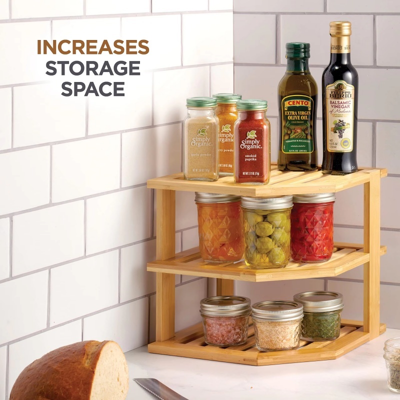 Bamboo three-tier corner storage rack (3)