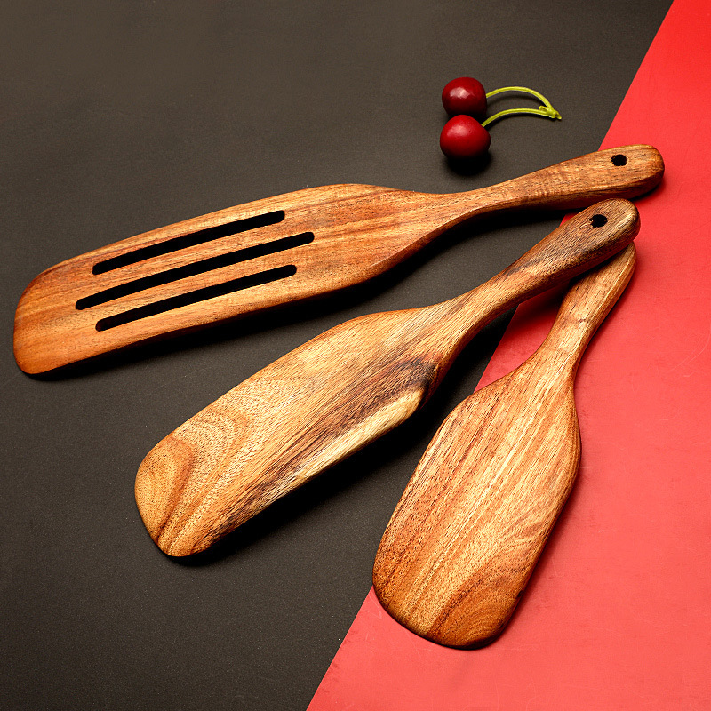 Cooking spatula 5-piece set pizza snack salad mixing cooking spatula teak spatula spoon set (3)