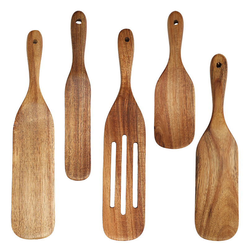 Cooking spatula 5-piece set pizza snack salad mixing cooking spatula teak spatula spoon set (5).jpg