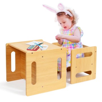 Solid wood baby chair-multifunctional stool for children's learning and games-storable climbing aid