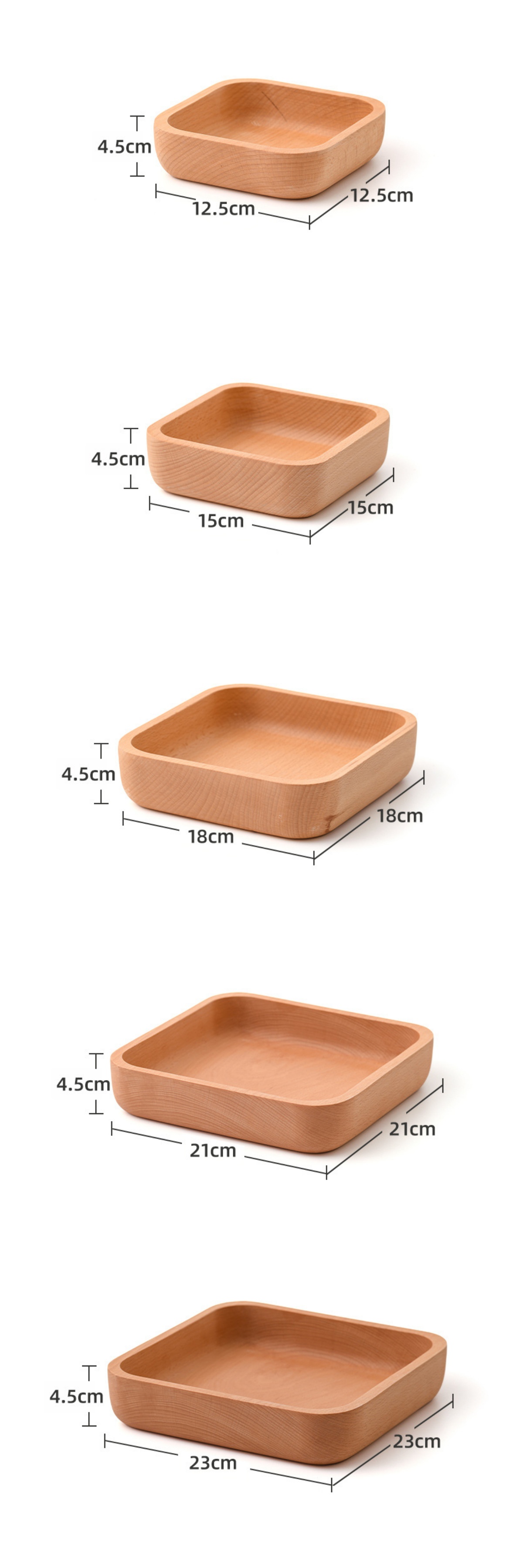 Tableware Wooden Fruit Salad Bowl Hotel Restaurant Household Wooden Bowl Solid Wood Square Wooden Bowl Square Bowl Side Dish (1)