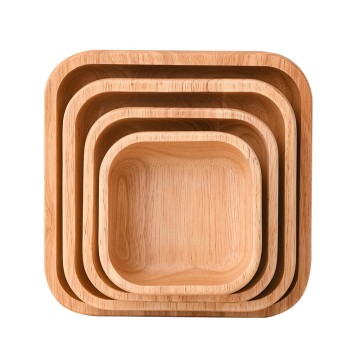 Tableware Wooden Fruit Salad Bowl Hotel Restaurant Household Wooden Bowl Solid Wood Square Wooden Bowl Square Bowl Side Dish