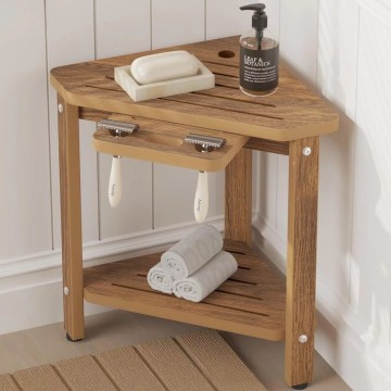 Natural Bamboo Shower Triangle Bench – Eco-Friendly & Stylish Design