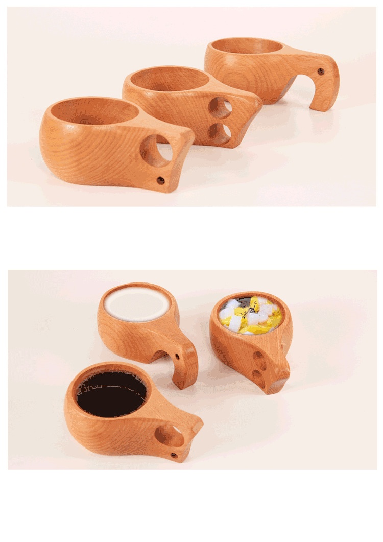 Wooden cup custom LOGO creative restaurant tea cup with handle Nordic Finnish cup travel portable wooden coffee cup (4)