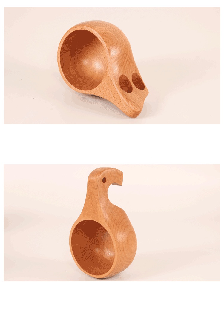 Wooden cup custom LOGO creative restaurant tea cup with handle Nordic Finnish cup travel portable wooden coffee cup (5)