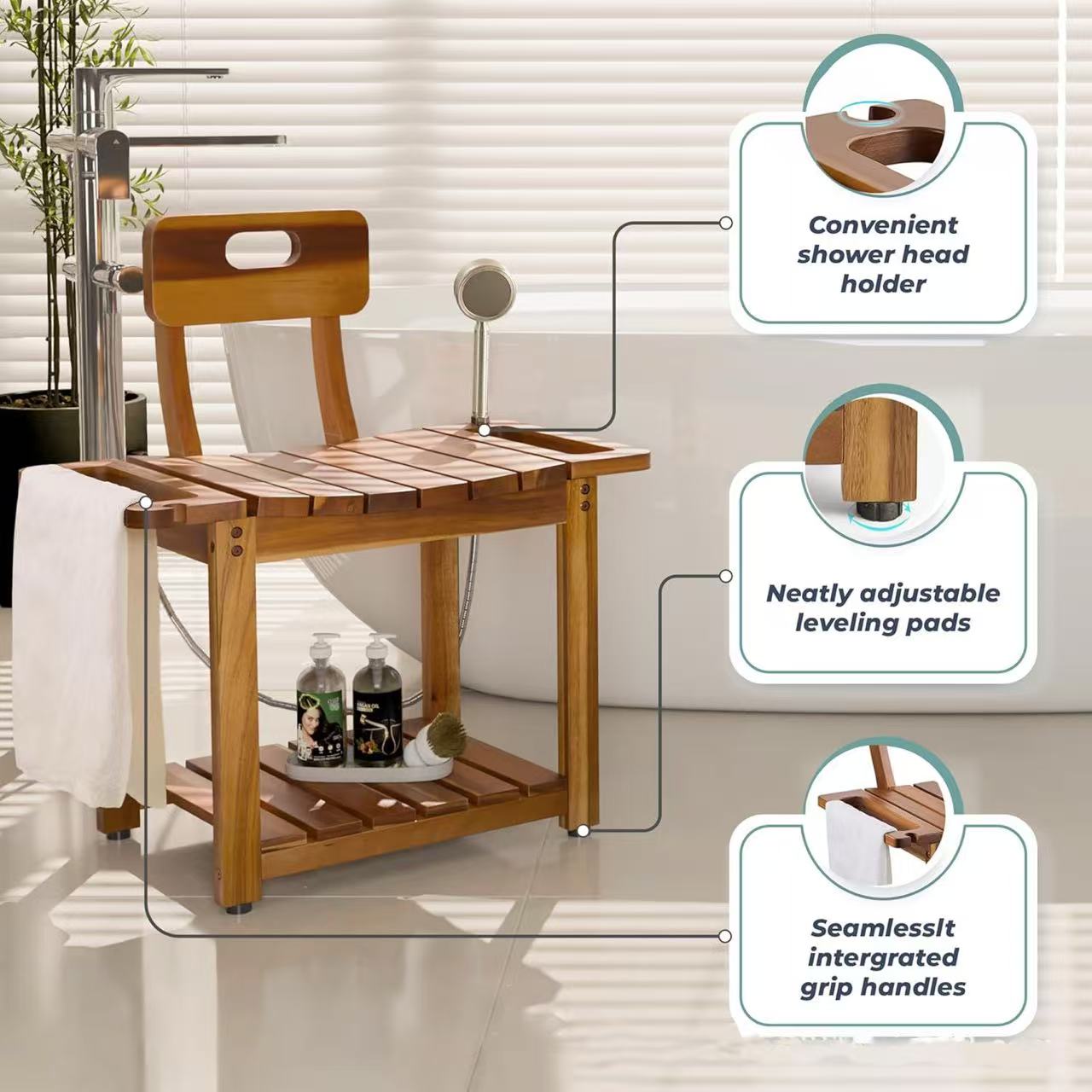 Wooden shower stool (4)
