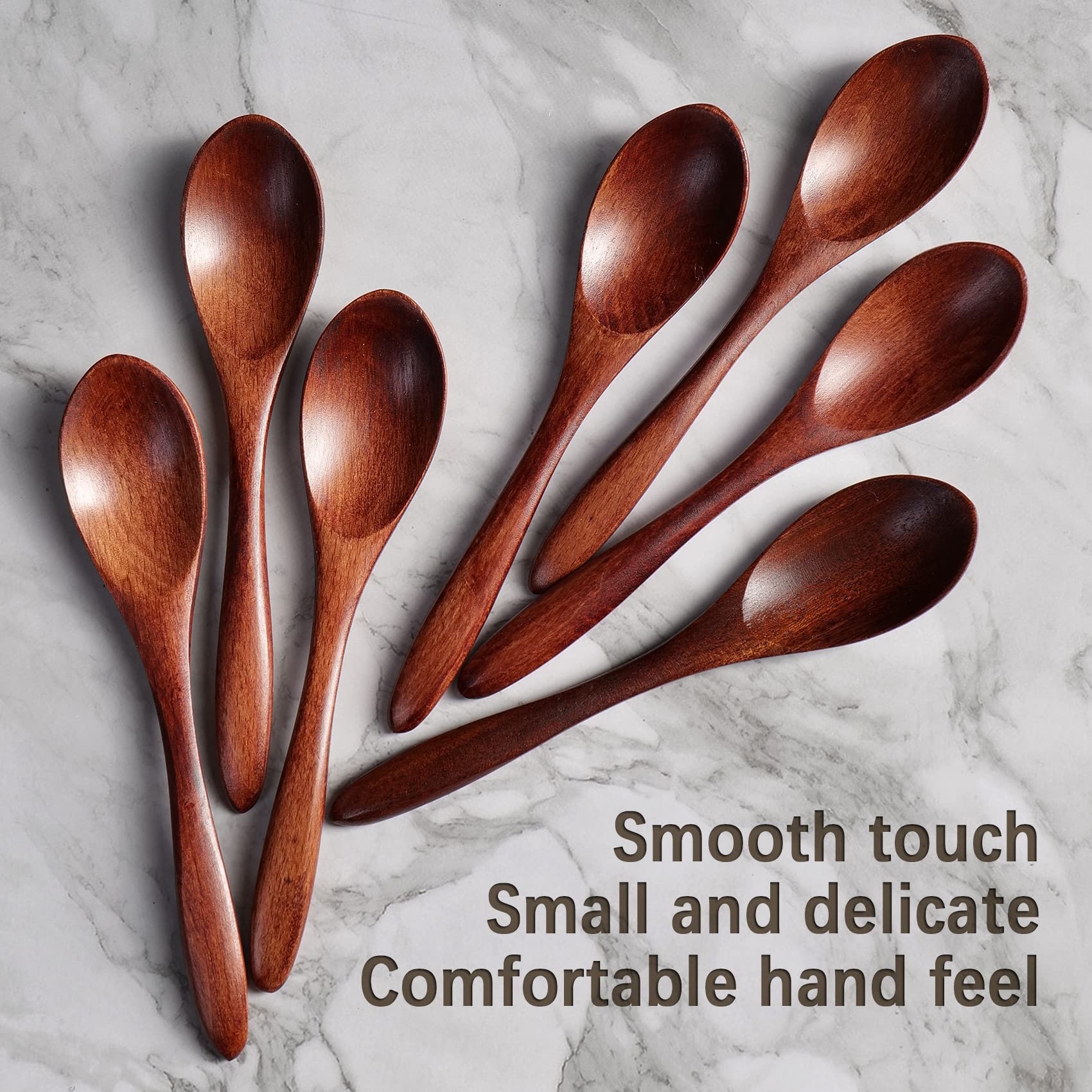 7 PCS Small Wooden Spoons, 5.8 Inch Honey Spoons for Tea, Hardwood Wooden Honey