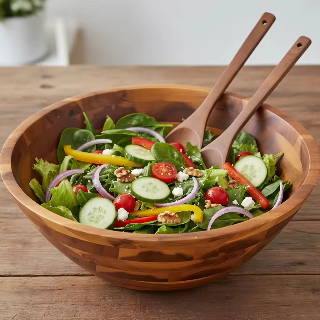 Tianzhu Introduces Large Acacia Wood Salad Bowl Set with Serving Utensils