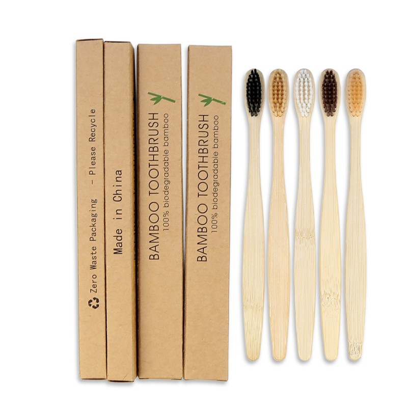 Bamboo Toothbrush, Bamboo Charcoal Brushhair, High end Bamboo Eco friendly Toothbrush, High end Bamboo Handle, Wooden Adult Style, Couple Family Set (1)