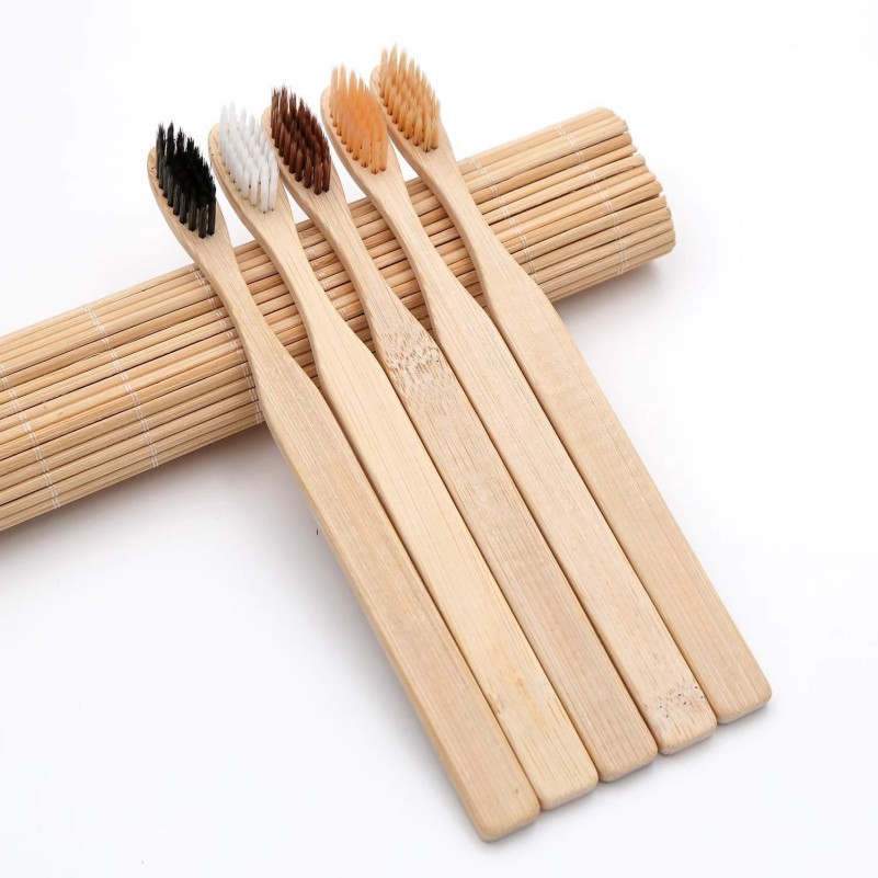 Bamboo Toothbrush, Bamboo Charcoal Brushhair, High end Bamboo Eco friendly Toothbrush, High end Bamboo Handle, Wooden Adult Style, Couple Family Set (2)
