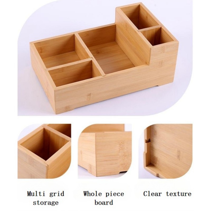 Chalk Storage Box, School Podium, Lecture Desk, Classroom, Office Desk, Miscellaneous Items, Bamboo Multi functional Sorting Box (1)