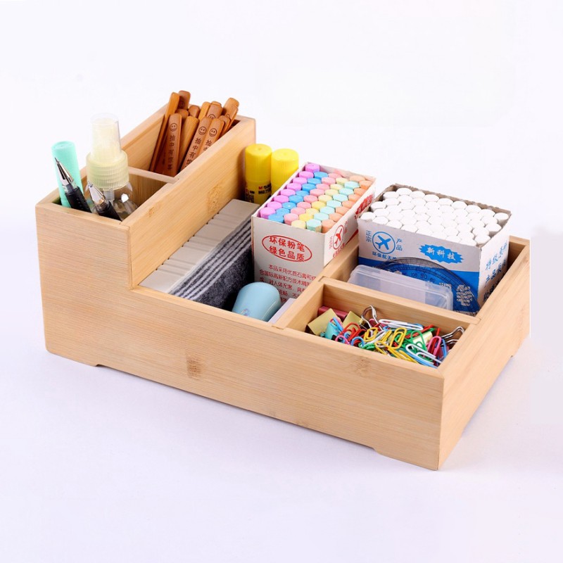 Chalk Storage Box, School Podium, Lecture Desk, Classroom, Office Desk, Miscellaneous Items, Bamboo Multi functional Sorting Box (3)
