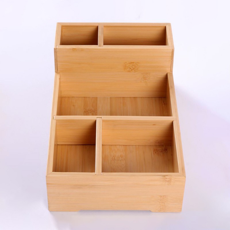 Chalk Storage Box, School Podium, Lecture Desk, Classroom, Office Desk, Miscellaneous Items, Bamboo Multi functional Sorting Box (4)
