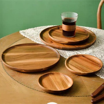 Wooden Acacia Plate Solid Wood Tea Dinner Plate Dessert Display Plate