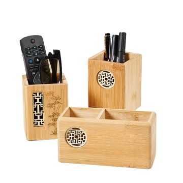 Bamboo Pen Holder-Office Desktop Creative Storage Box