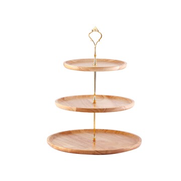 Solid Wood Fruit Plate Household Double-Layer Cake Stand Stand Dessert Tablel Display Stand