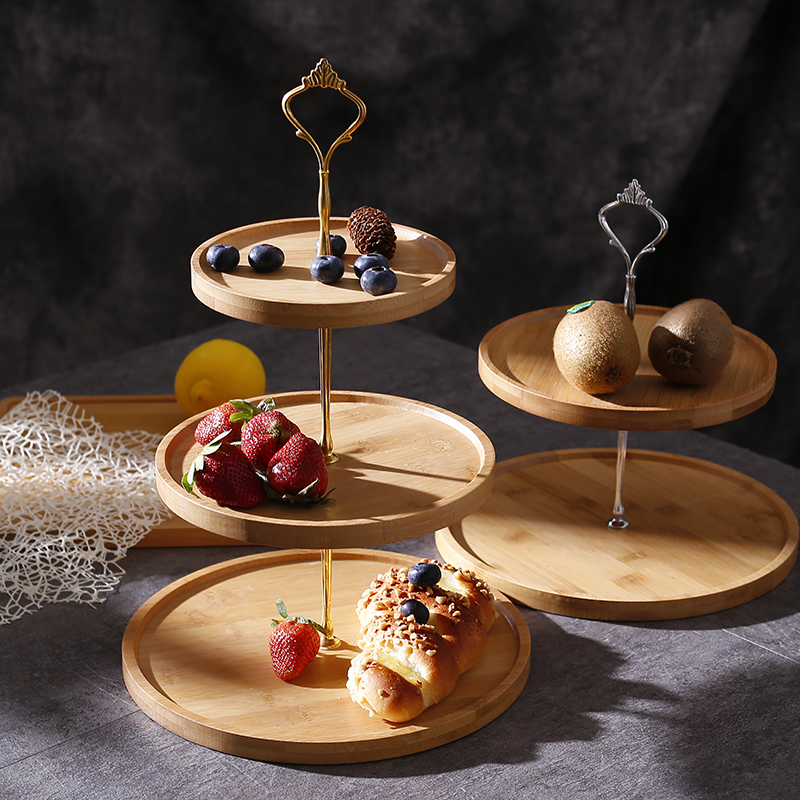 Solid Wood Fruit Plate Household Double-Layer Cake Stand Snack Stand Dessert Table Commercial Display Stand (2).jpg