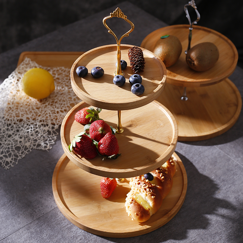 Solid Wood Fruit Plate Household Double-Layer Cake Stand Snack Stand Dessert Table Commercial Display Stand (4).jpg
