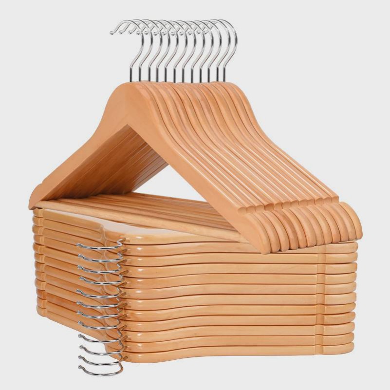 Solid Wood Hanger Anti slip Wooden Adult Hanger Dormitory Household Wooden Hanger Clothes Hanger with Rod Clothing Support Customization (3).jpg