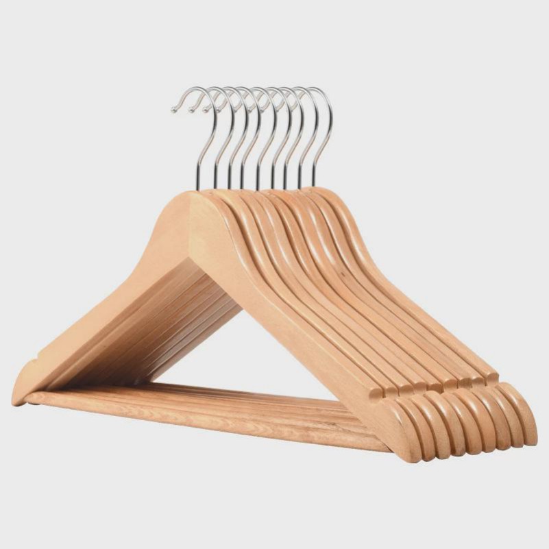 Solid Wood Hanger Anti slip Wooden Adult Hanger Dormitory Household Wooden Hanger Clothes Hanger with Rod Clothing Support Customization (5).jpg