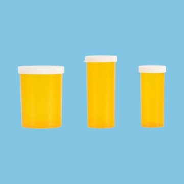 Transparent Orange Plastic Medicine Container Pill Bottles with Caps for Prescription