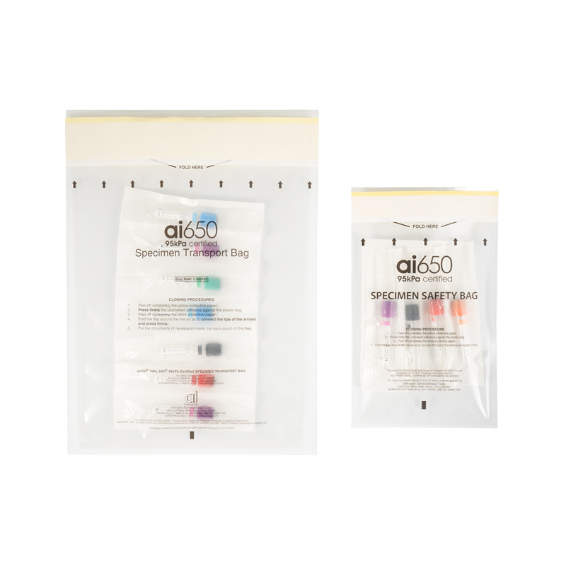 L300420 Safety Specimen Transport Bags With 7 Slotted Absorbent Pouch