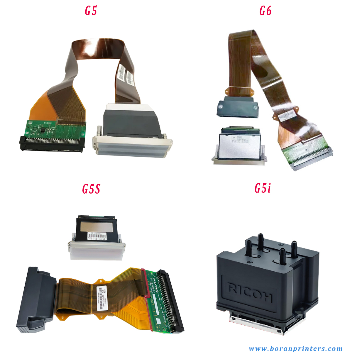 the Differences between Ricoh G5, G6, G5S and G5I heads