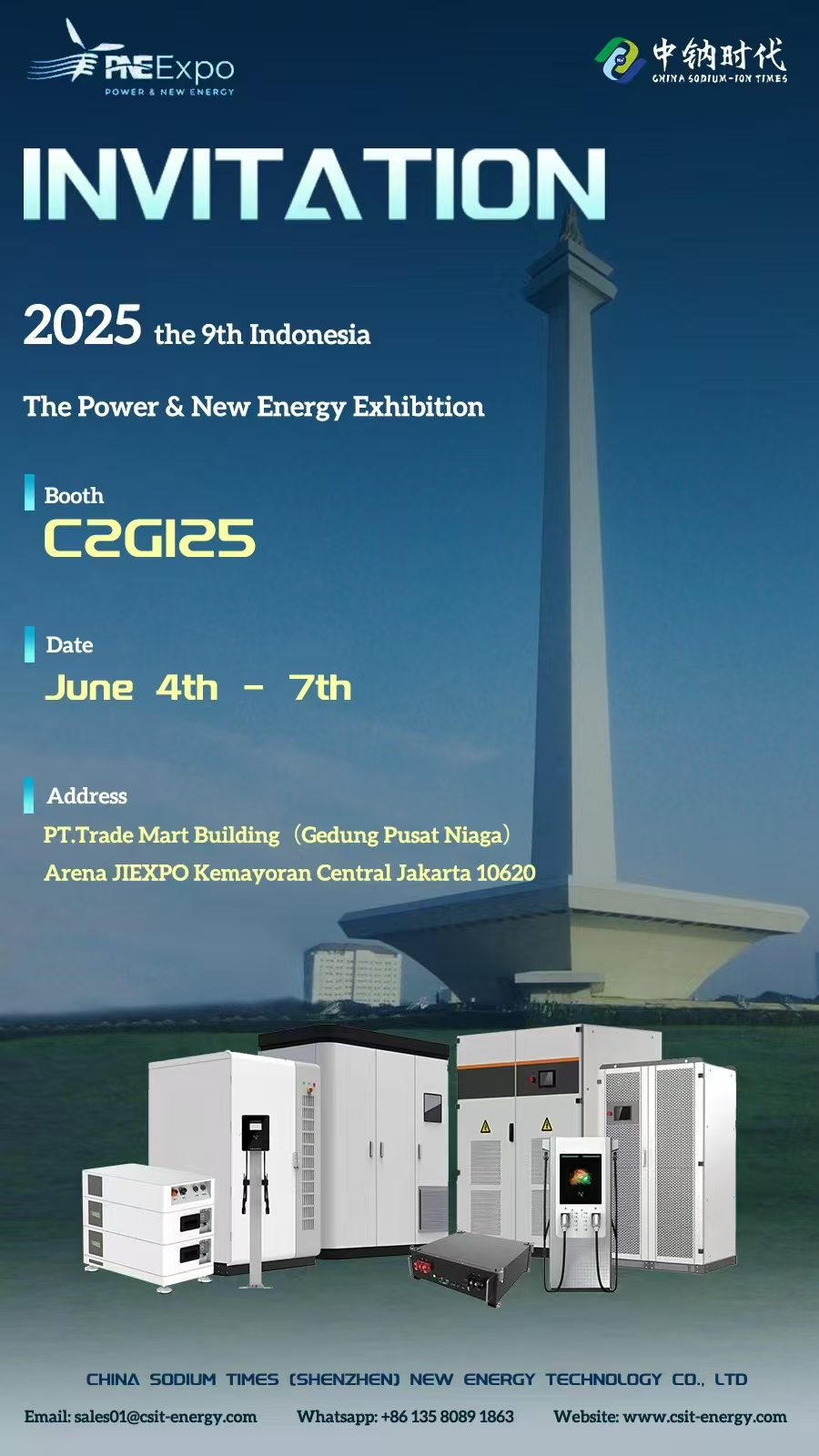 China Sodium Times (Shenzhen) New Energy Technology Co., Ltd. will appear at the 2025 Indonesia National Electricity and New Energy Exhibition, and sincerely invites all partners to participate!