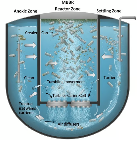 mbbr aeration mixing method