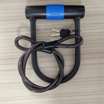 Motorcycle Lock D Shaped With Rope Anti-theft U Lock Brass Keys Bracket