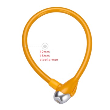 Nurbo Yellow-Sliver Bicycle Steel Cable Lock Multiple Colors