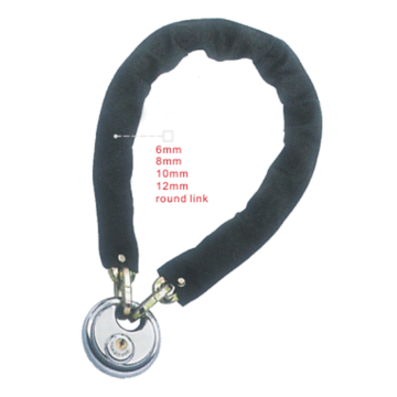 Nurbo Black Anti-Theft Bike Chain Lock with Detachable Padlock