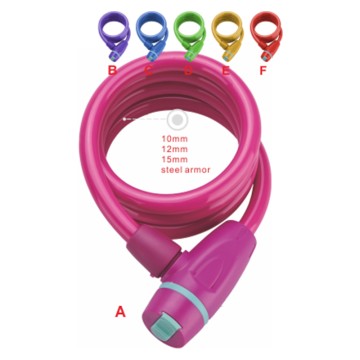Nurbo Pink Keyed Spiral Lock Bike Cable Lock Multiple Colors