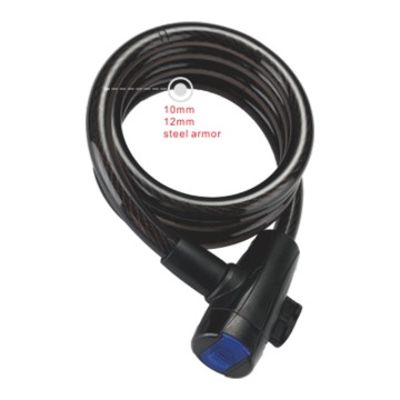 Nurbo Black Steel Cable Spiral Lock Bicycle Motorcycle Lock