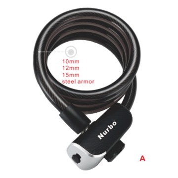 Nurbo Anti-theft Bicycle Spiral Cable Lock with Mounting Bracket for Bikes and Scooters