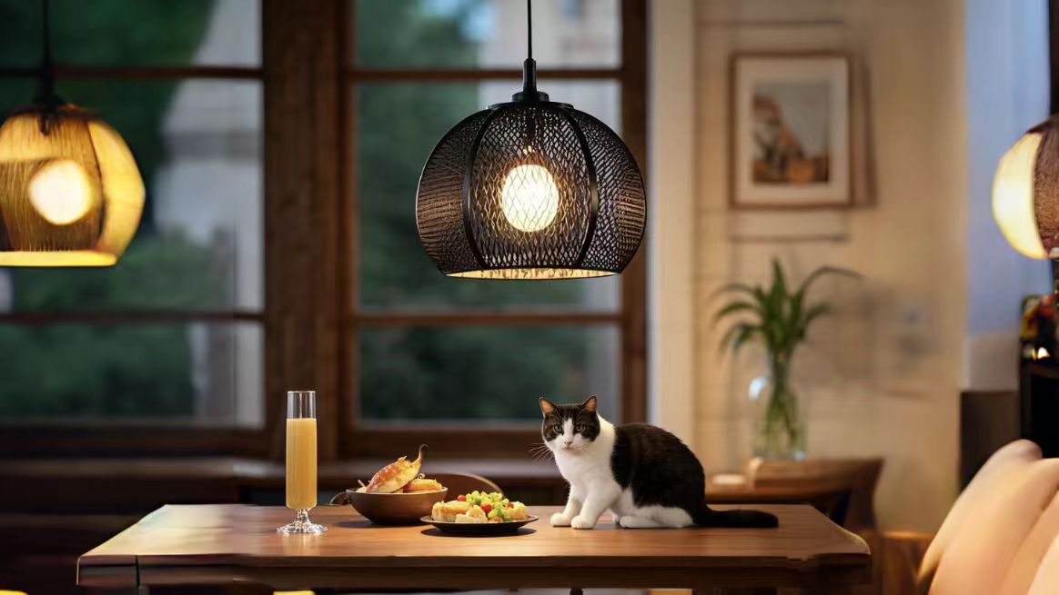 Ceiling light in pure black metal three-bulbs (3)