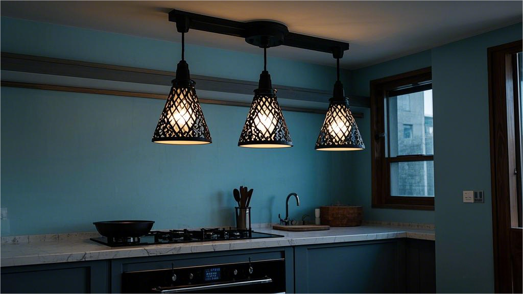 Ceiling light in pure black metal three-bulbs (2)