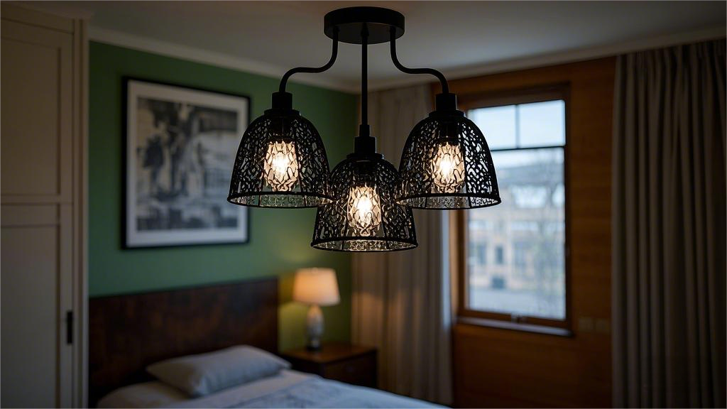 Ceiling light in pure black metal three-bulbs (3)