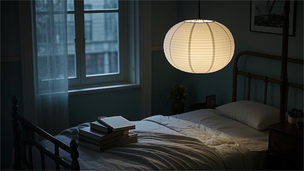 Pendant Light,Wooden Lamp Frame, Fabric Lampshade (2)