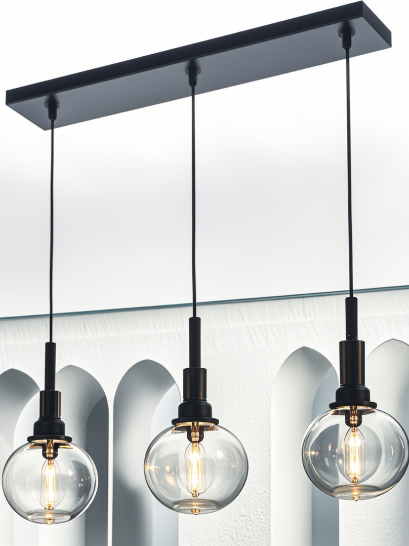Transparent stripe patterned glass lampshade (1)
