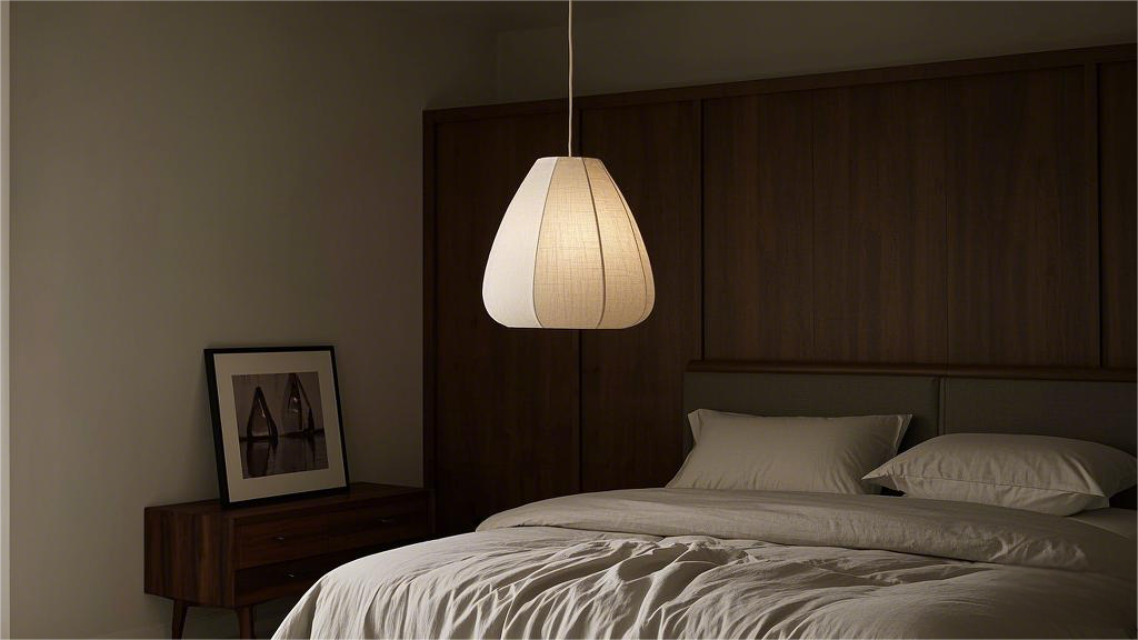 White Linen Drum - shaped Shade Metal Pendant Light (1)