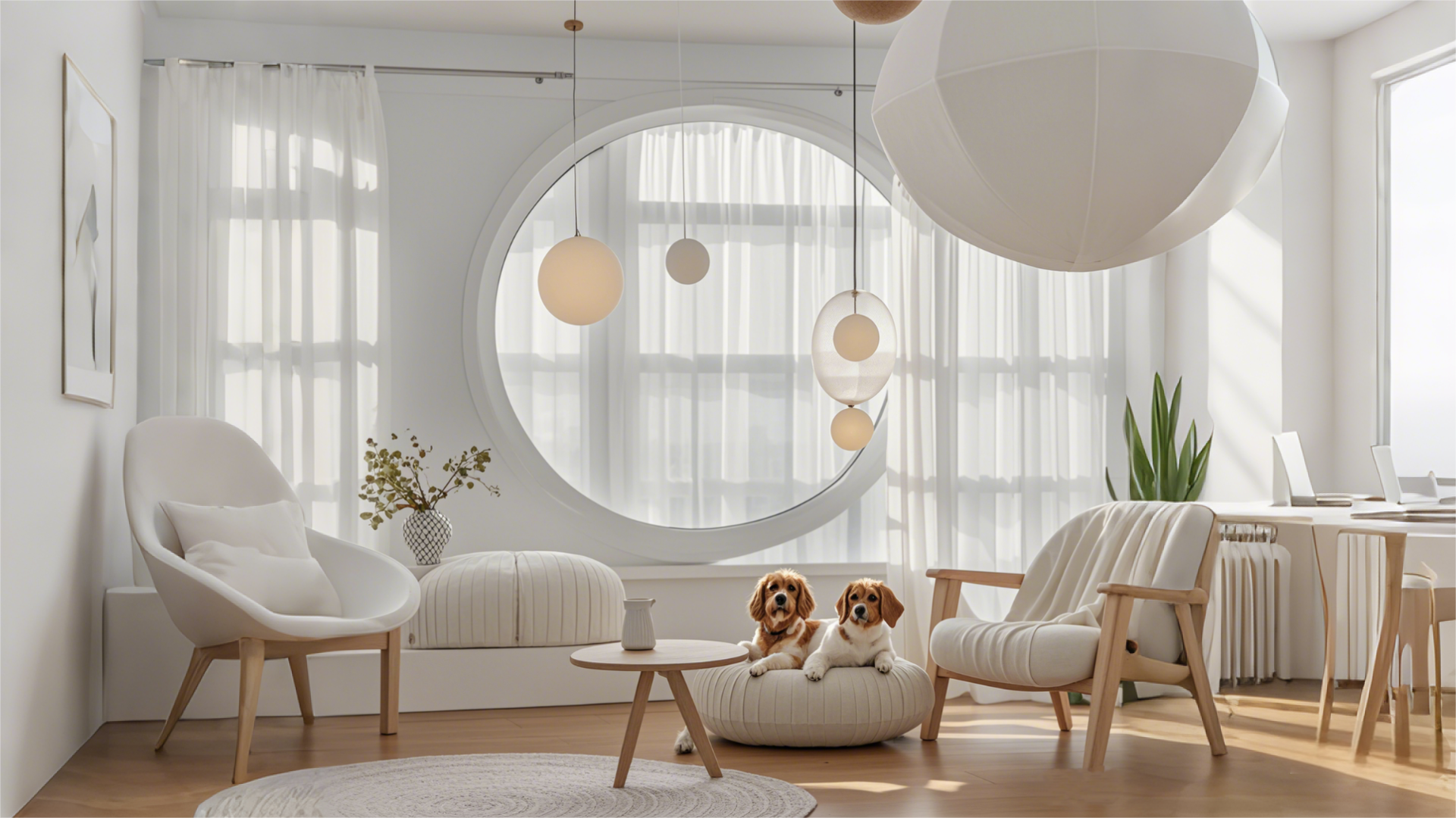 White Linen Drum - shaped Shade Metal Pendant Light (3)