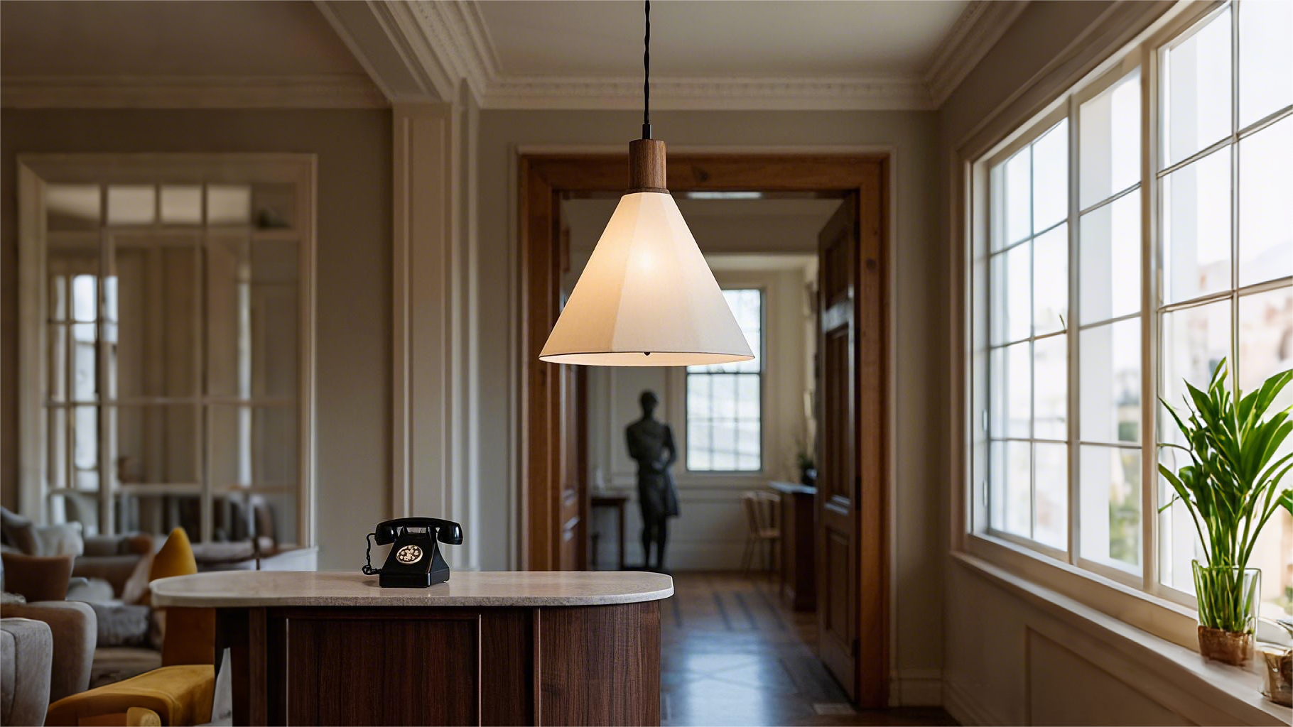 Wood And Glass White Pendant Light  (2)