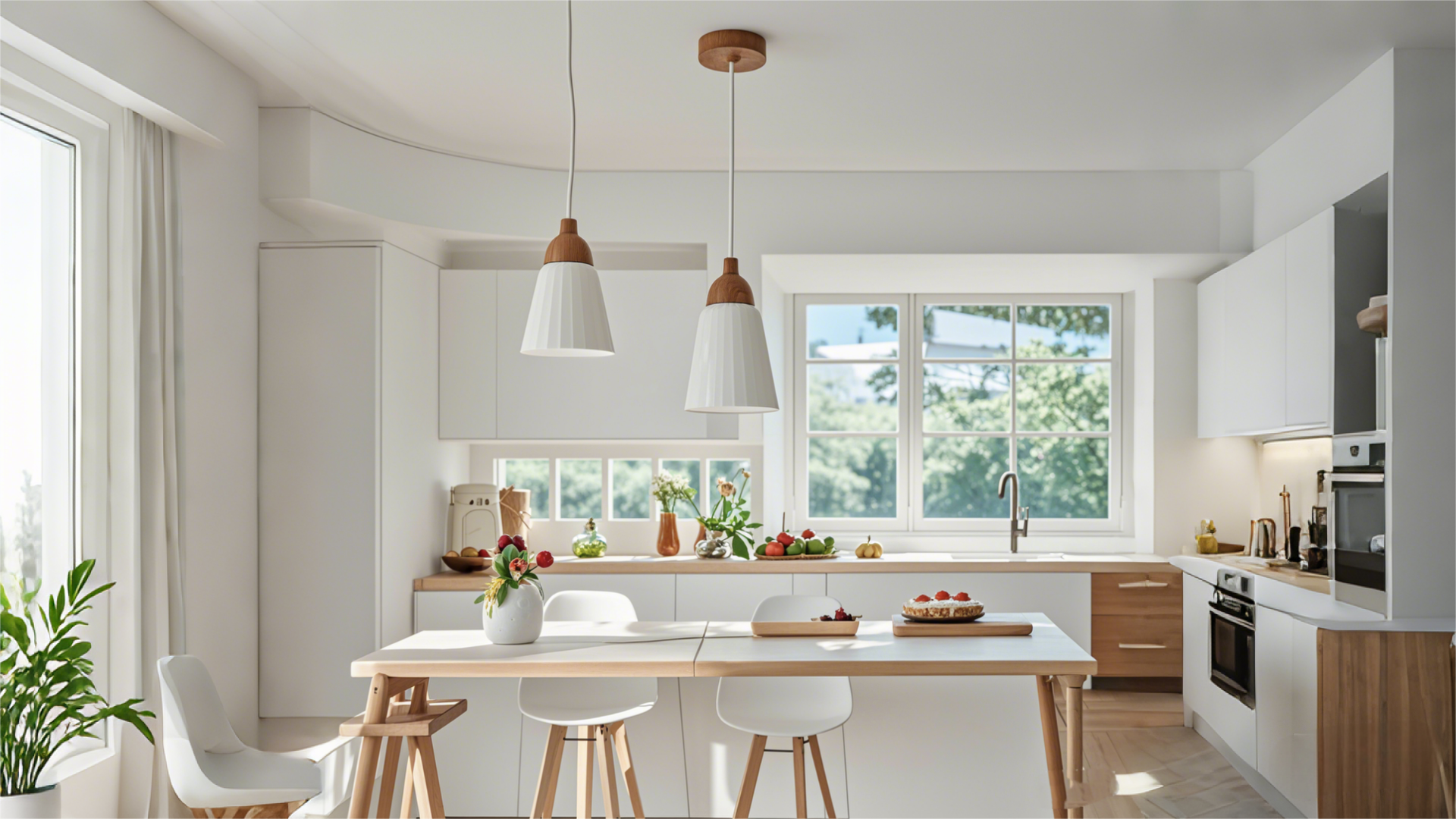 Wood And Glass White Pendant Light  (4)