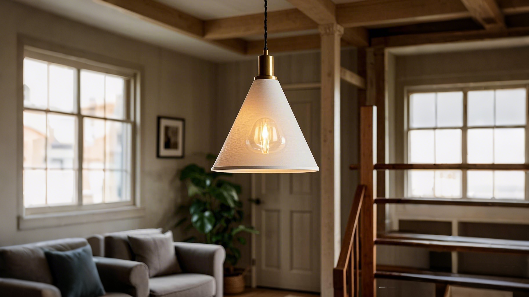 Wood And Glass White Pendant Light  (5)