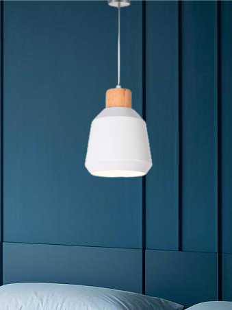 Wood And Glass White Pendant Light