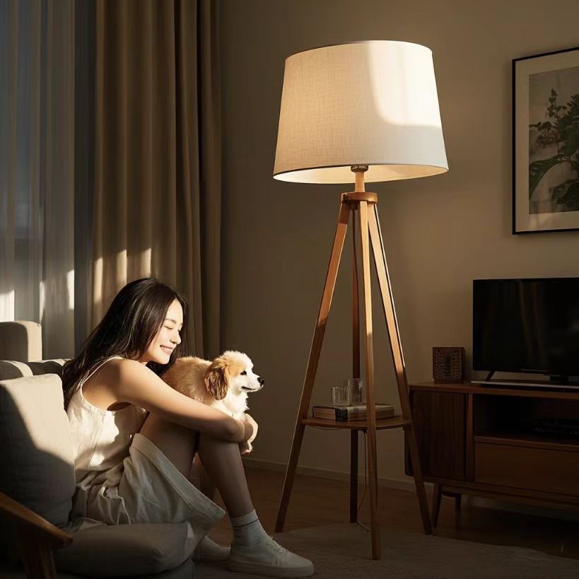 Wood Tripod Lamp with Shelves1